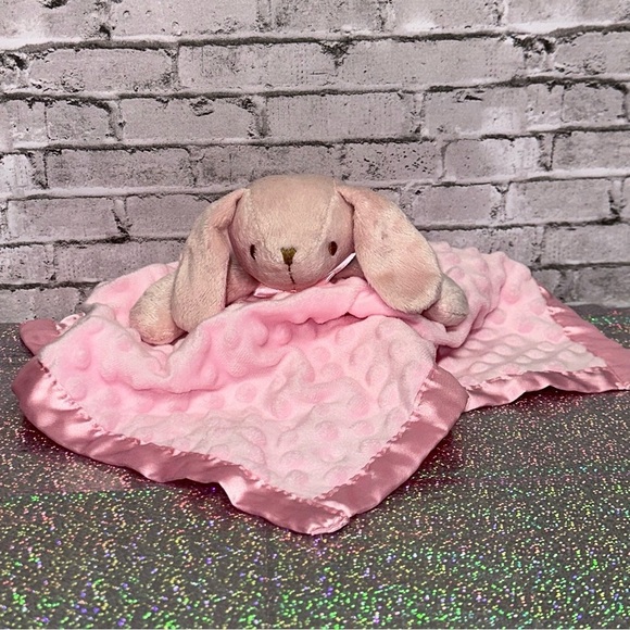 Lovie Security Blanket Pink Dog Minky Dot Lovey 16 in. Satin Back Trim Baby Toy - Picture 4 of 12